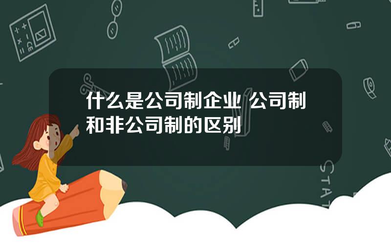 什么是公司制企业 公司制和非公司制的区别